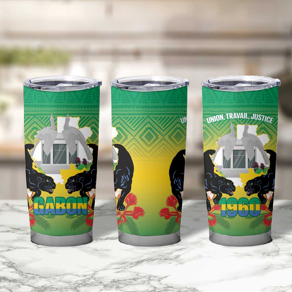 Afro Gabon Independence Day Tumbler Cup Memorial Leon Mba Monument - African Pride
