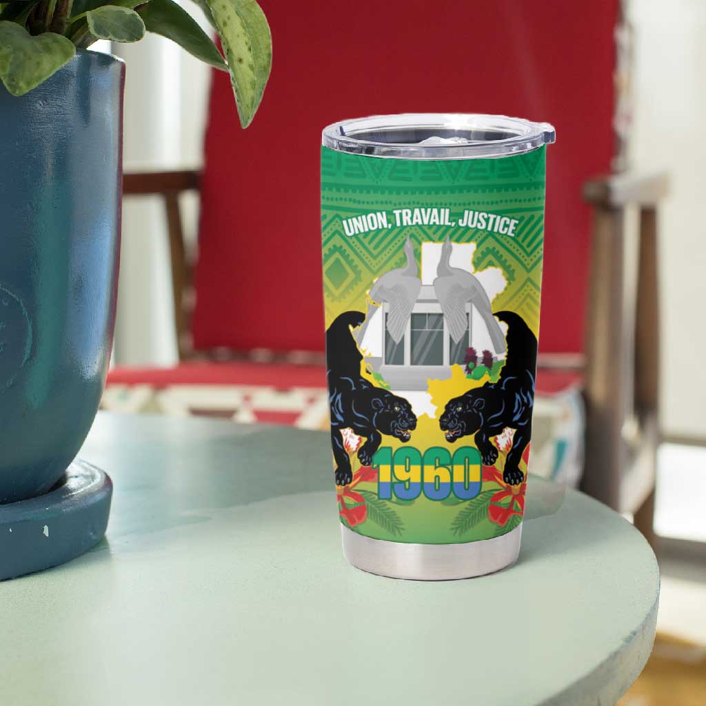 Afro Gabon Independence Day Tumbler Cup Memorial Leon Mba Monument - African Pride