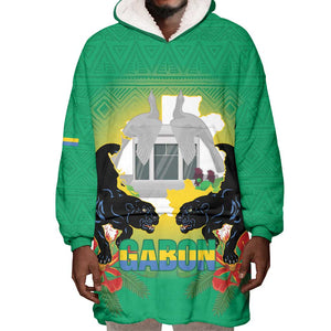 Afro Gabon Independence Day Wearable Blanket Hoodie Memorial Leon Mba Monument - African Pride
