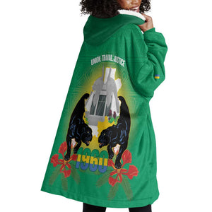 Afro Gabon Independence Day Wearable Blanket Hoodie Memorial Leon Mba Monument - African Pride