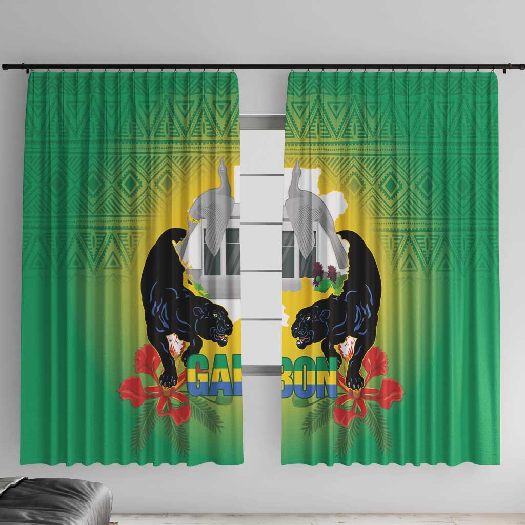 Afro Gabon Independence Day Window Curtain Memorial Leon Mba Monument - African Pride