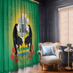 Afro Gabon Independence Day Window Curtain Memorial Leon Mba Monument - African Pride