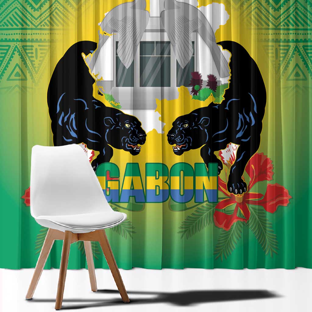 Afro Gabon Independence Day Window Curtain Memorial Leon Mba Monument - African Pride
