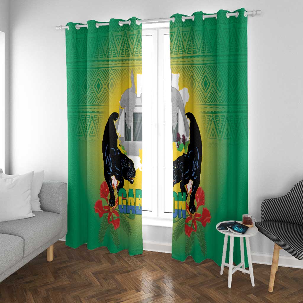 Afro Gabon Independence Day Window Curtain Memorial Leon Mba Monument - African Pride