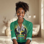 Afro Gabon Independence Day Women Casual Shirt Memorial Leon Mba Monument - African Pride
