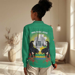 Afro Gabon Independence Day Women Casual Shirt Memorial Leon Mba Monument - African Pride