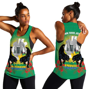 Afro Gabon Independence Day Women Racerback Tank Memorial Leon Mba Monument - African Pride