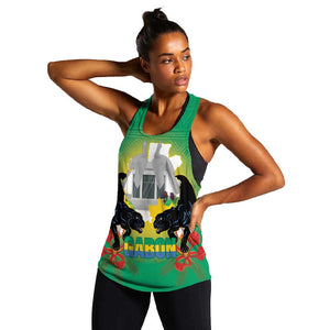 Afro Gabon Independence Day Women Racerback Tank Memorial Leon Mba Monument - African Pride