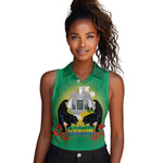 Afro Gabon Independence Day Women Sleeveless Polo Shirt Memorial Leon Mba Monument - African Pride
