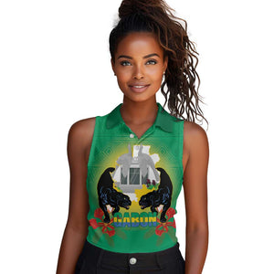 Afro Gabon Independence Day Women Sleeveless Polo Shirt Memorial Leon Mba Monument - African Pride