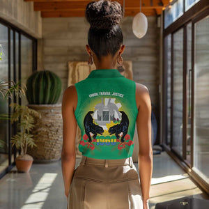 Afro Gabon Independence Day Women Sleeveless Polo Shirt Memorial Leon Mba Monument - African Pride