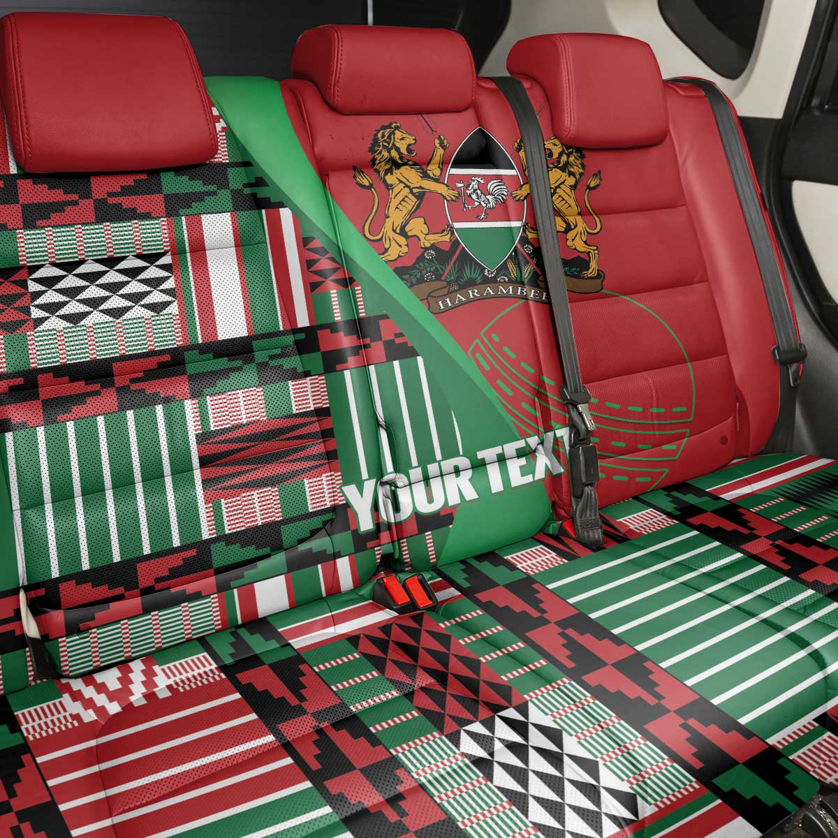 Custom Kenya Cricket Back Car Seat Cover Simbas African Kente - African Pride