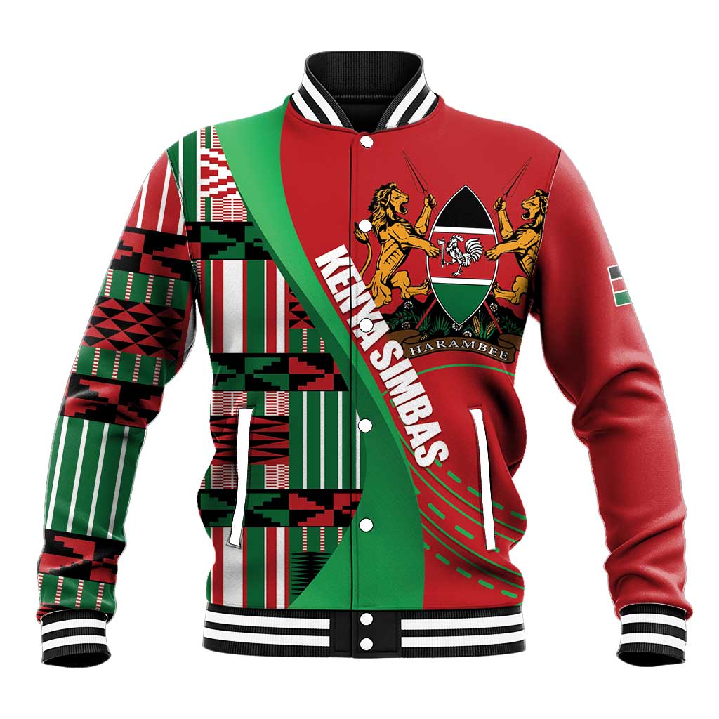 Custom Kenya Cricket Baseball Jacket Simbas African Kente - African Pride
