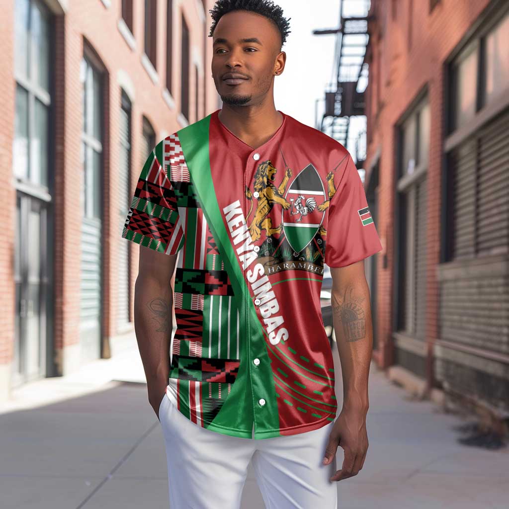 Custom Kenya Cricket Baseball Jersey Simbas African Kente - African Pride