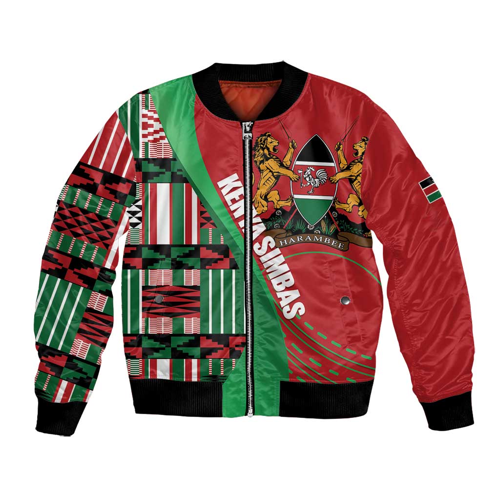 Custom Kenya Cricket Bomber Jacket Simbas African Kente - African Pride