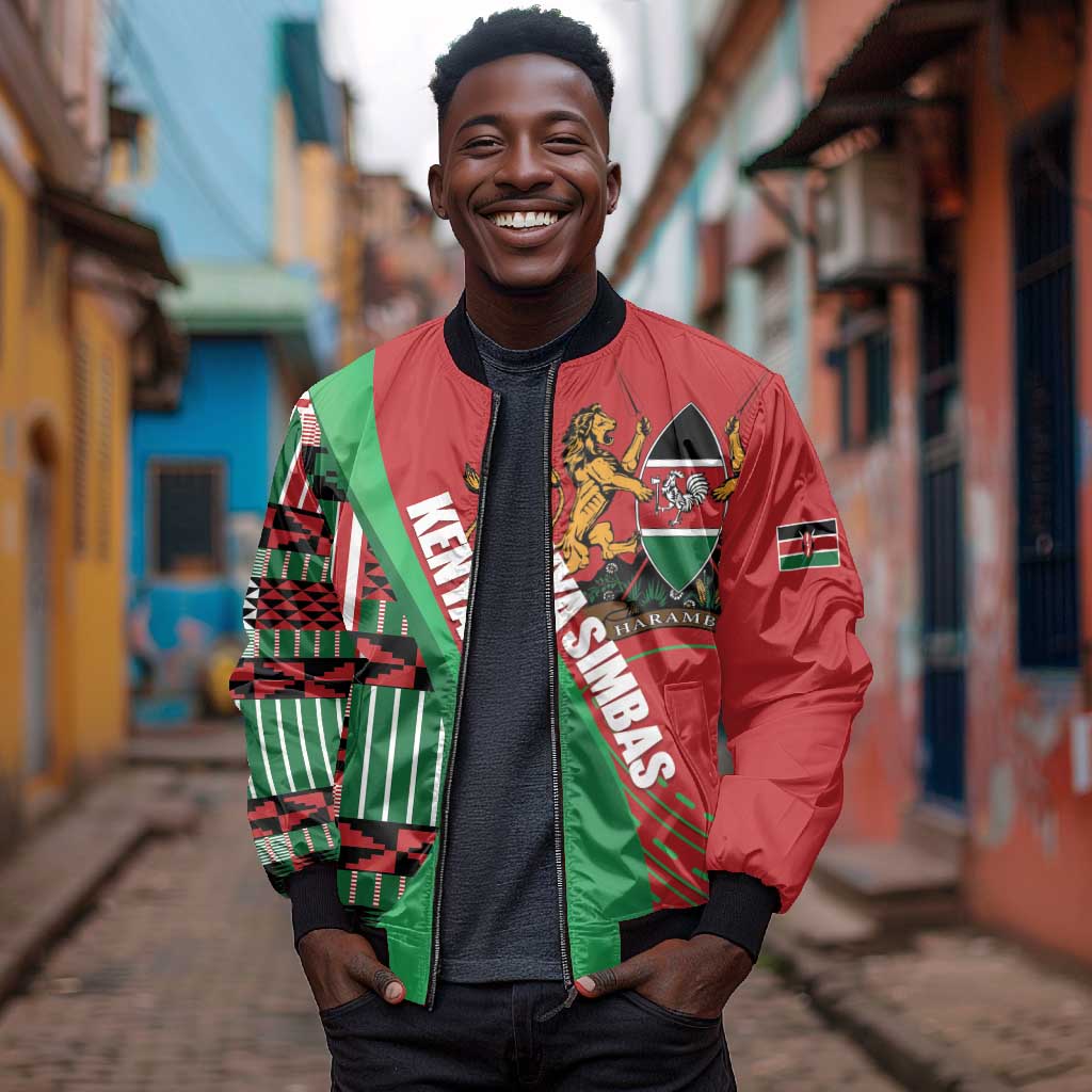 Custom Kenya Cricket Bomber Jacket Simbas African Kente - African Pride