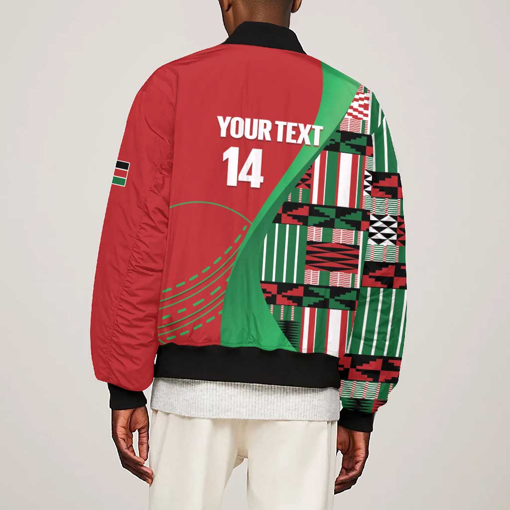 Custom Kenya Cricket Bomber Jacket Simbas African Kente - African Pride