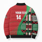 Custom Kenya Cricket Bomber Puffer Jacket Come On Simbas Kente Pattern