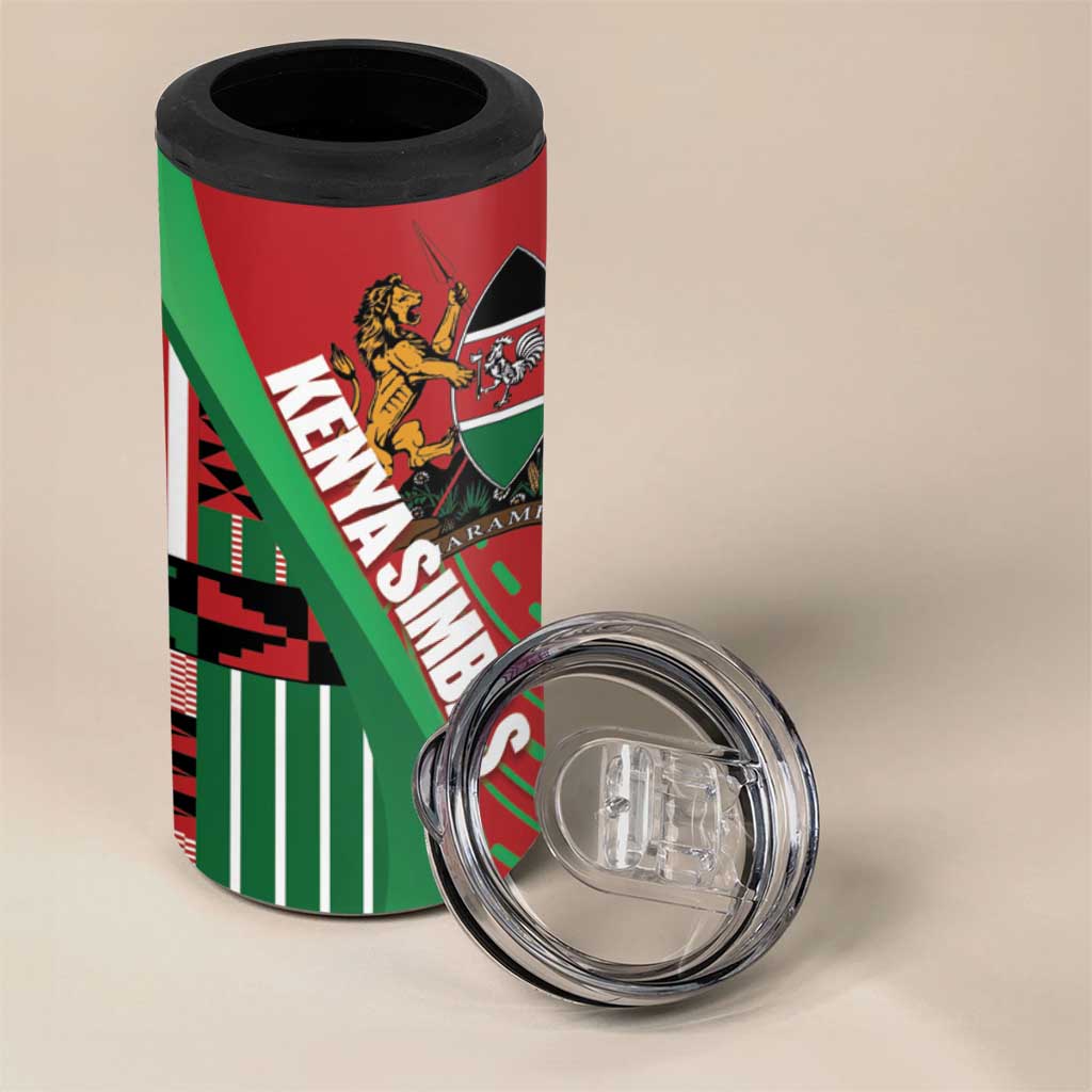 Custom Kenya Cricket 4 in 1 Can Cooler Tumbler Simbas African Kente - African Pride