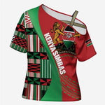 Custom Kenya Cricket Cross Shoulder Shirt Come On Simbas Kente Pattern