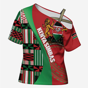 Custom Kenya Cricket Cross Shoulder Shirt Come On Simbas Kente Pattern