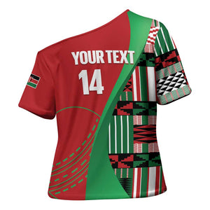 Custom Kenya Cricket Cross Shoulder Shirt Come On Simbas Kente Pattern