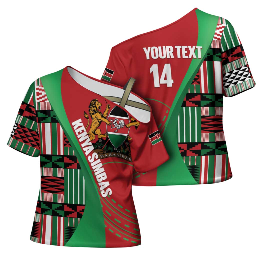 Custom Kenya Cricket Cross Shoulder Shirt Come On Simbas Kente Pattern