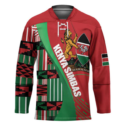 Custom Kenya Cricket Hockey Jersey Come On Simbas Kente Pattern