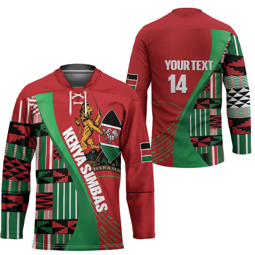 Custom Kenya Cricket Hockey Jersey Come On Simbas Kente Pattern