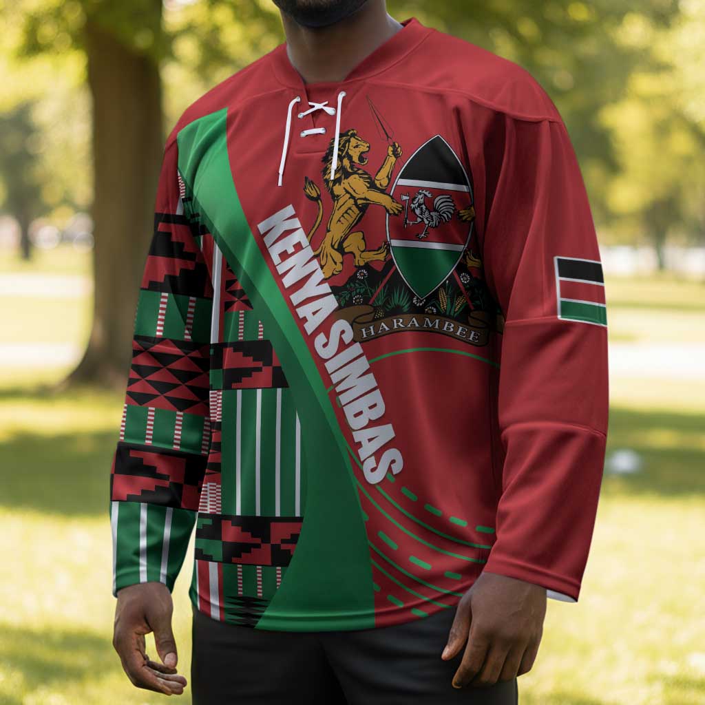Custom Kenya Cricket Hockey Jersey Come On Simbas Kente Pattern