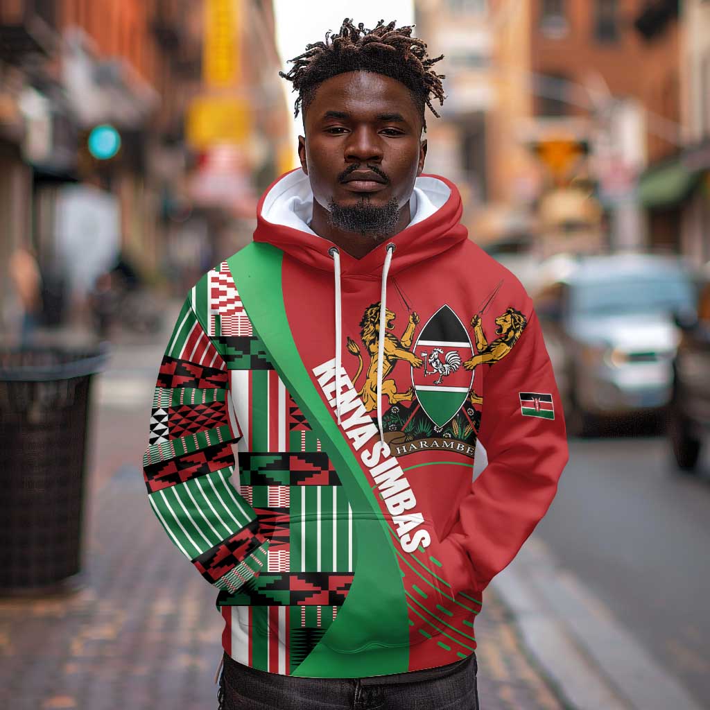 Custom Kenya Cricket Hoodie Simbas African Kente - African Pride