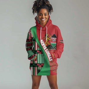 Custom Kenya Cricket Hoodie Dress Simbas African Kente - African Pride