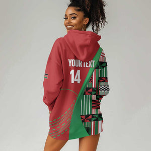 Custom Kenya Cricket Hoodie Dress Simbas African Kente - African Pride