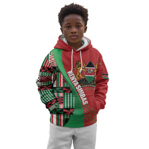 Custom Kenya Cricket Kid Hoodie Simbas African Kente - African Pride