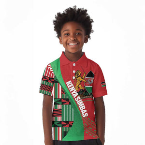 Custom Kenya Cricket Kid Polo Shirt Simbas African Kente - African Pride