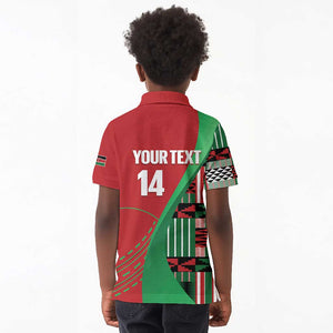 Custom Kenya Cricket Kid Polo Shirt Simbas African Kente - African Pride