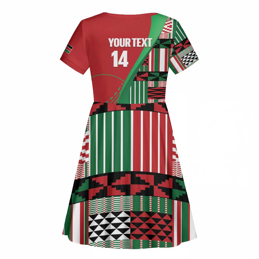 Custom Kenya Cricket Kid Short Sleeve Dress Simbas African Kente - African Pride