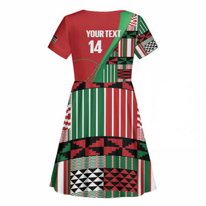 Custom Kenya Cricket Kid Short Sleeve Dress Simbas African Kente - African Pride