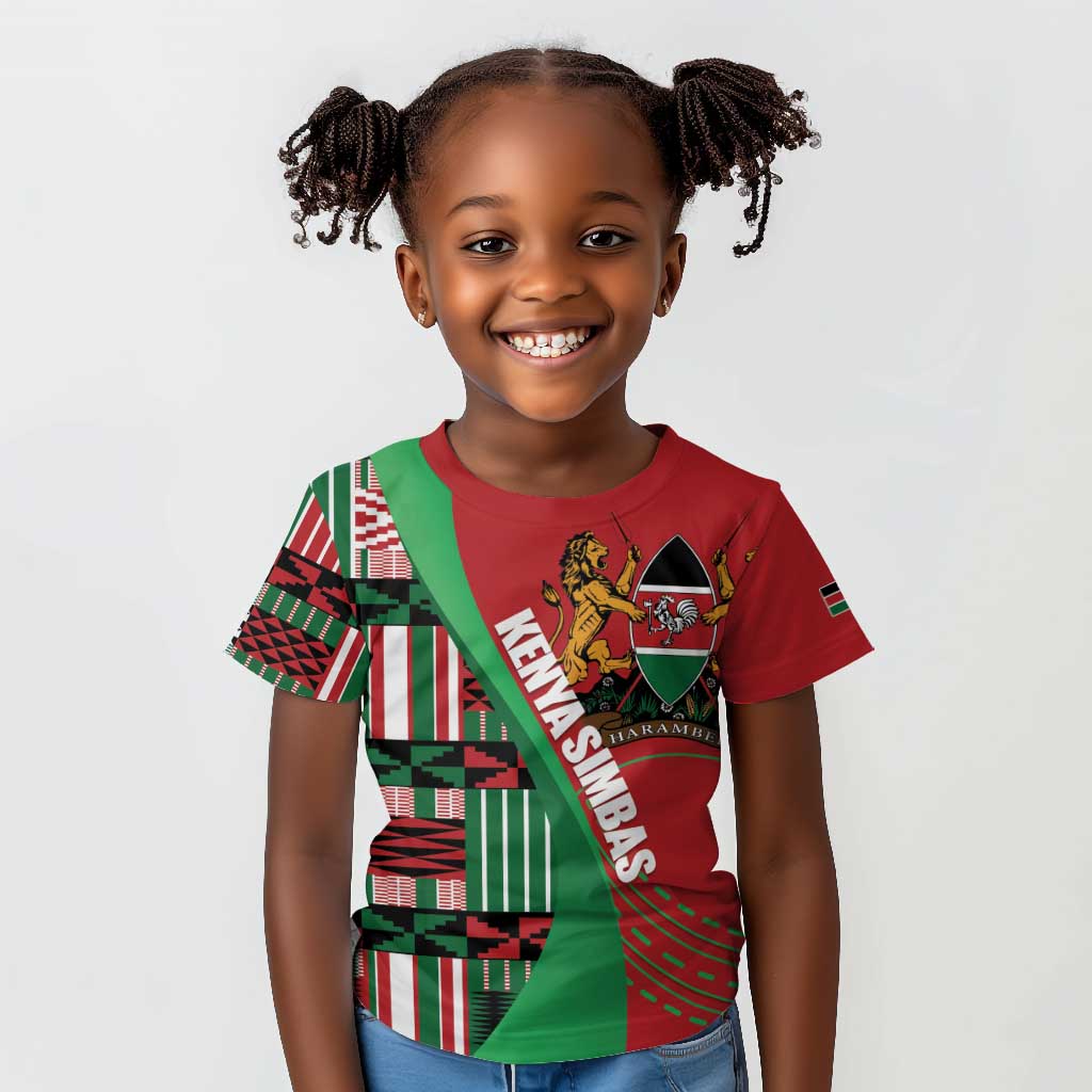 Custom Kenya Cricket Kid T shirt Simbas African Kente - African Pride