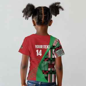 Custom Kenya Cricket Kid T shirt Simbas African Kente - African Pride