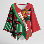 Custom Kenya Cricket Kimono Sleeve Blouse Come On Simbas Kente Pattern