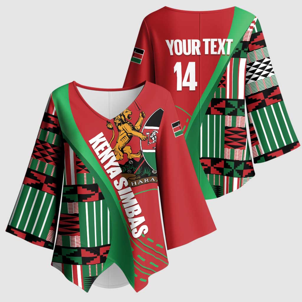 Custom Kenya Cricket Kimono Sleeve Blouse Come On Simbas Kente Pattern