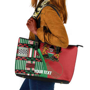 Custom Kenya Cricket Leather Tote Bag Simbas African Kente - African Pride