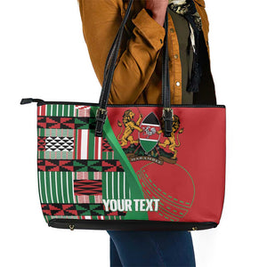Custom Kenya Cricket Leather Tote Bag Simbas African Kente - African Pride