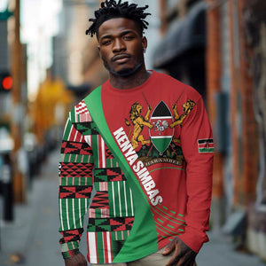 Custom Kenya Cricket Long Sleeve Shirt Simbas African Kente - African Pride