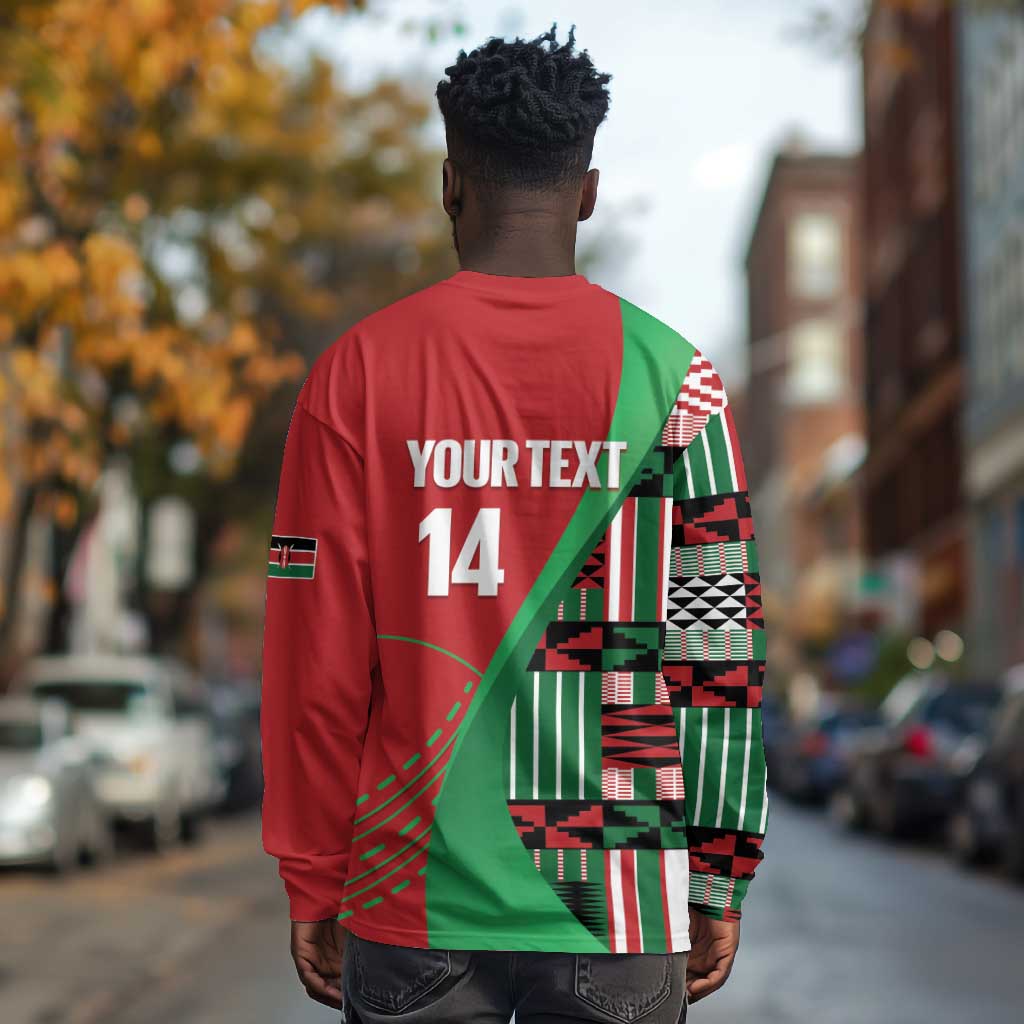 Custom Kenya Cricket Long Sleeve Shirt Simbas African Kente - African Pride