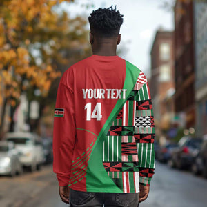 Custom Kenya Cricket Long Sleeve Shirt Simbas African Kente - African Pride