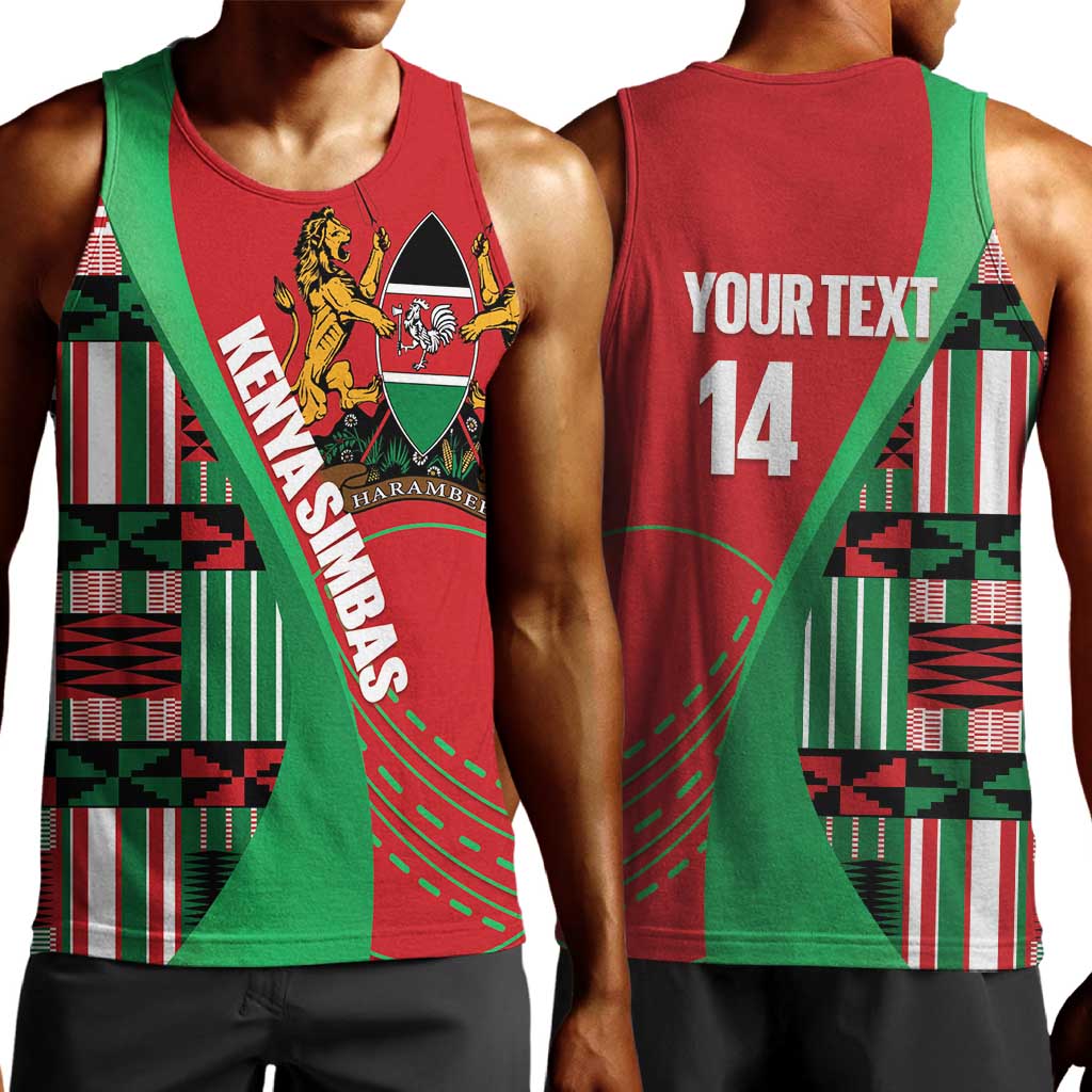 Custom Kenya Cricket Men Tank Top Simbas African Kente - African Pride