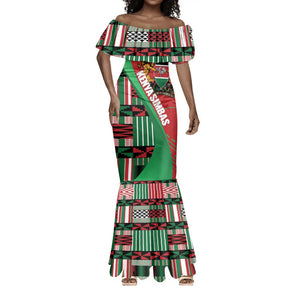 Custom Kenya Cricket Mermaid Dress Simbas African Kente - African Pride