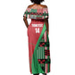 Custom Kenya Cricket Off Shoulder Maxi Dress Simbas African Kente - African Pride